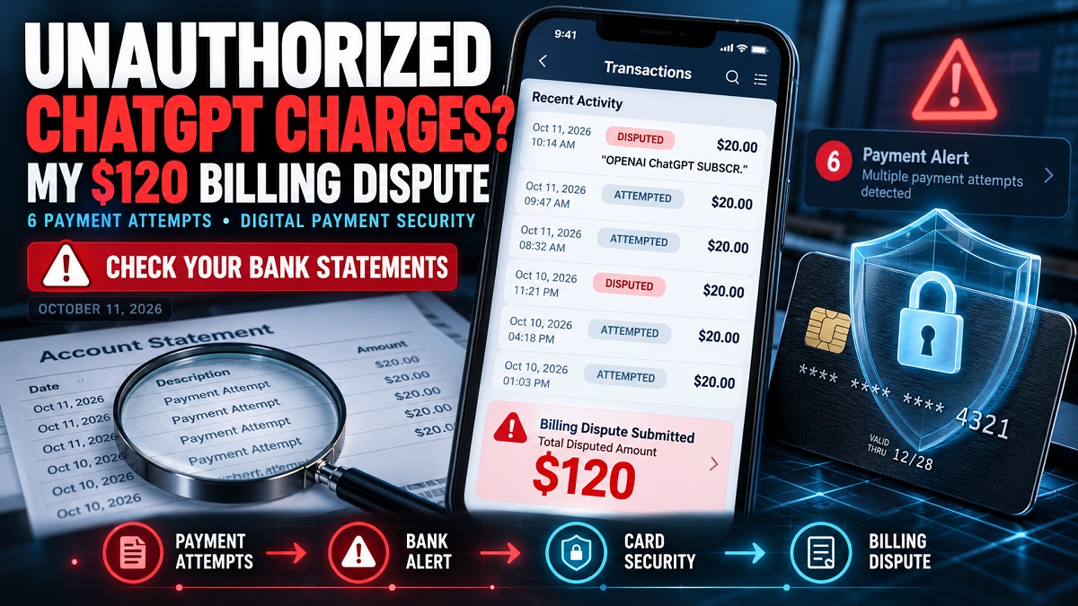 Unauthorized ChatGPT Charges: My $120 Dispute and Warning to Subscribers