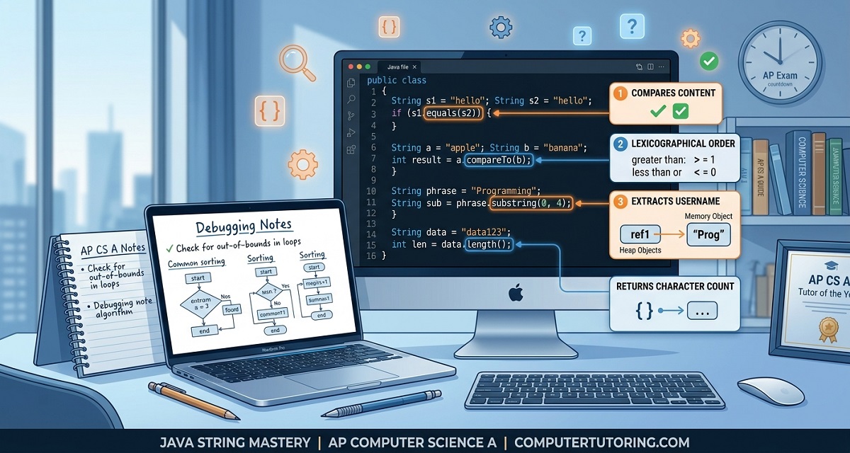 Java equals() vs ==, compareTo() and substring() Explained for AP Computer Science A