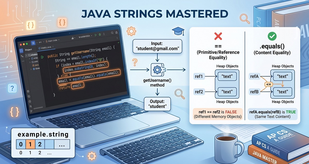 Java String Methods and .equals() Explained for AP Computer Science A | Real Coding Examples